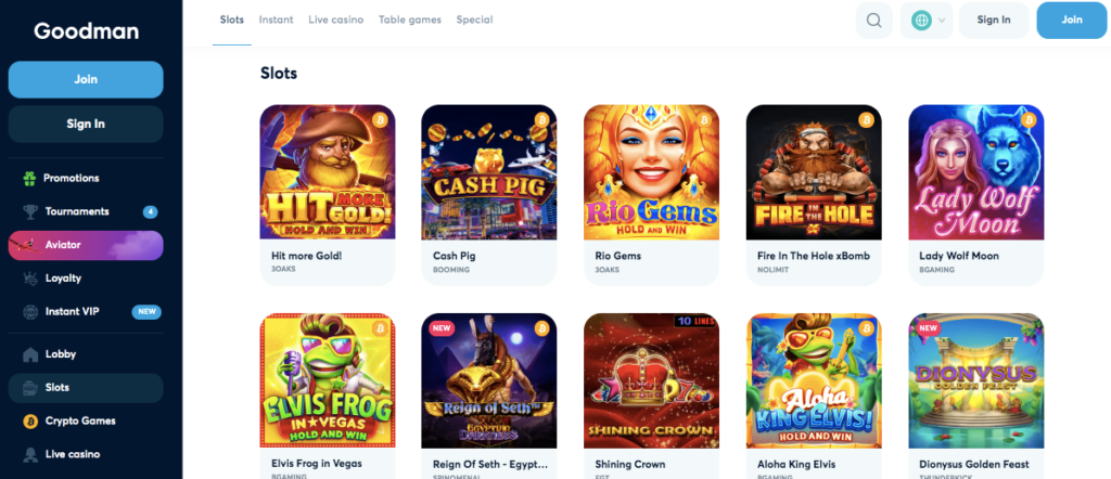 goodman casino slots screenshot