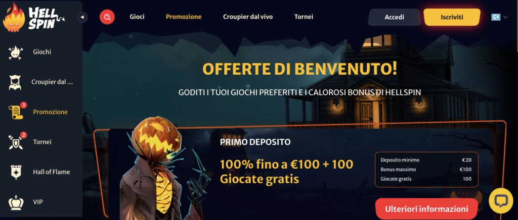 hellspin casino promotion screenshot